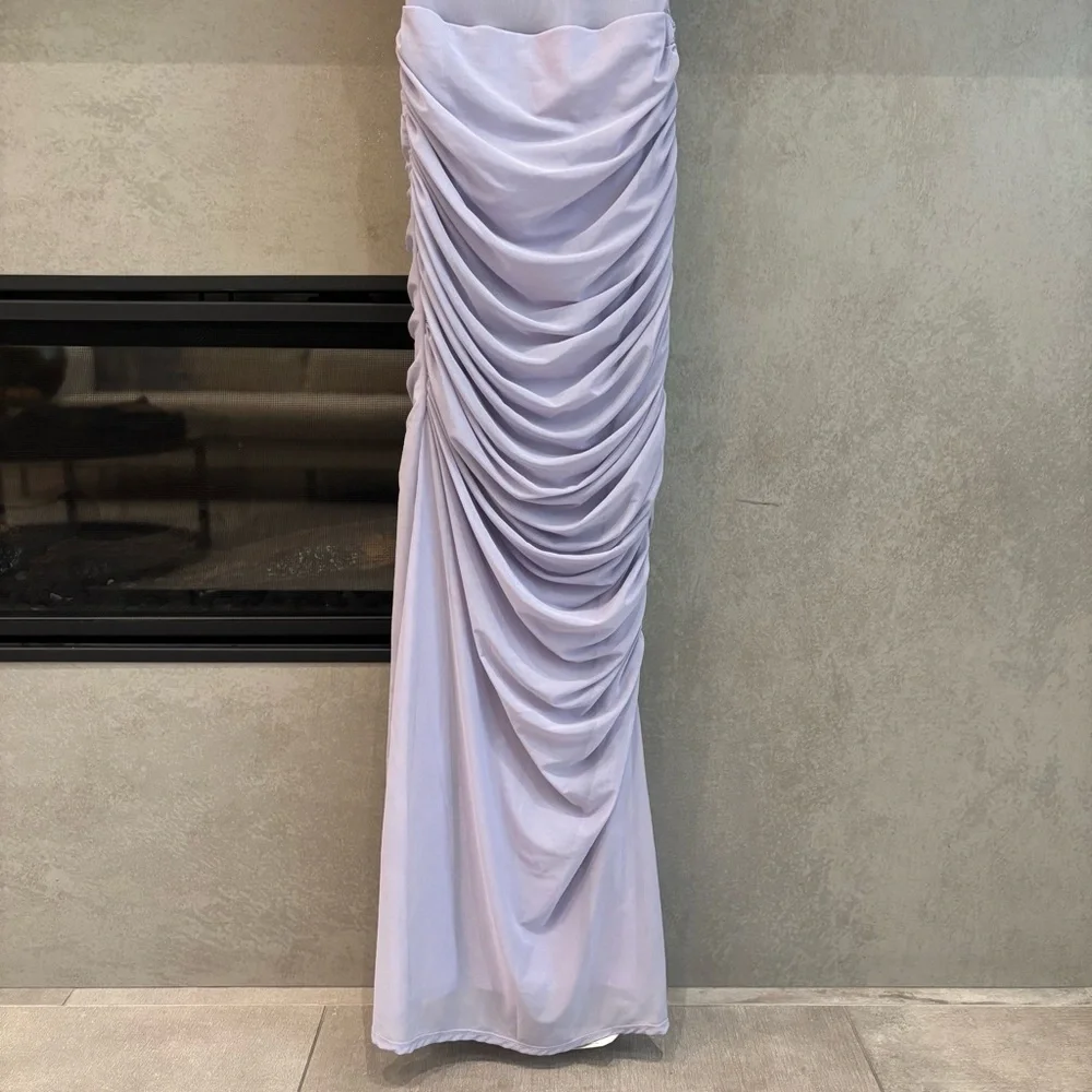NWT Abercrombie‎ & Fitch Mesh Asymmetrical Off The Shoulder Maxi Dress, Size XXS